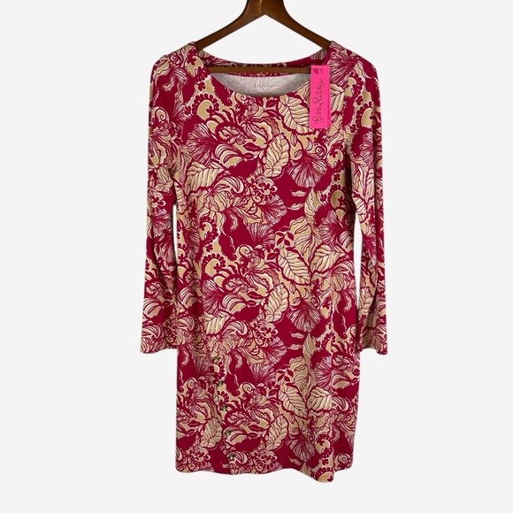 Lilly Pulitzer Maddox Straight Dress M Island Vibes Poinsettia Red UPF 50+ NEW - Picture 3 of 14